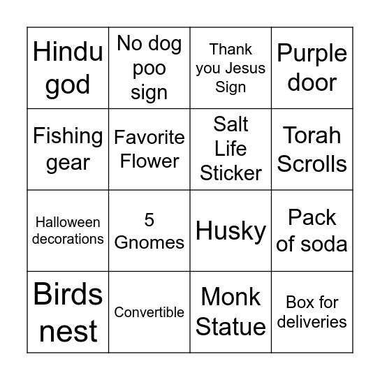 Door Knocking Bingo Card