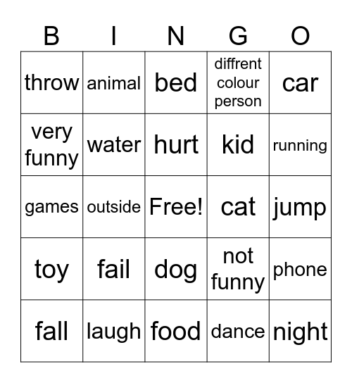 try not to laugh Bingo Card