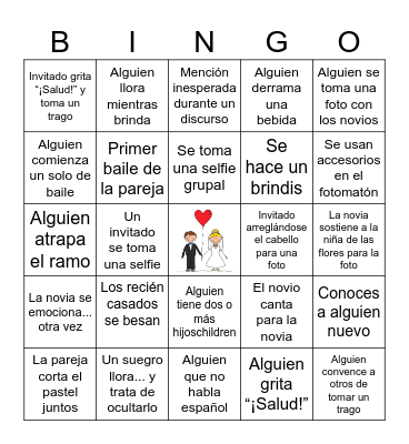 Wedding Bingo Card