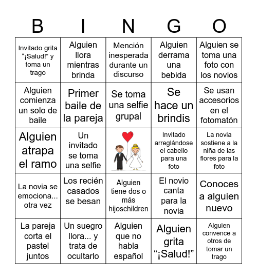 Wedding Bingo Card