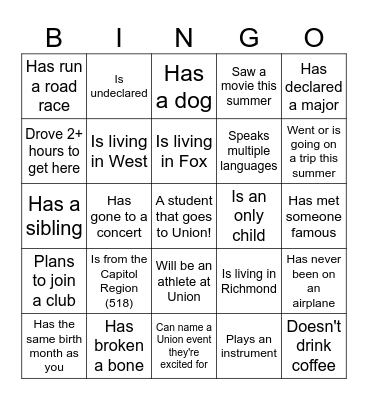 FY Spark Human Bingo Card