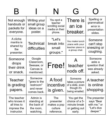 PD Bingo Card