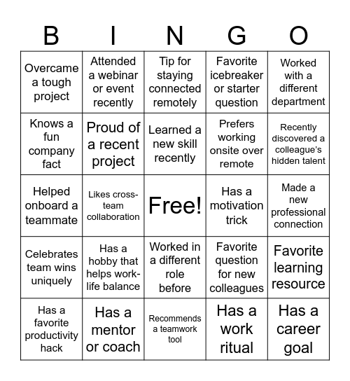 Mix & Mingle - Let's BINGO! Bingo Card