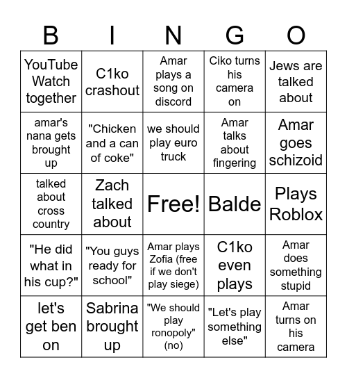 amars bingo bananza Bingo Card