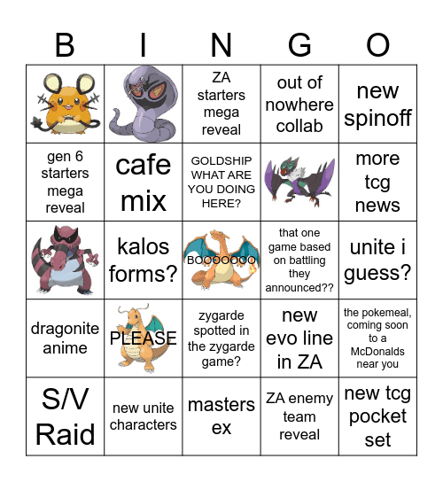 Pokemon Presents July 2025 Bingo Card