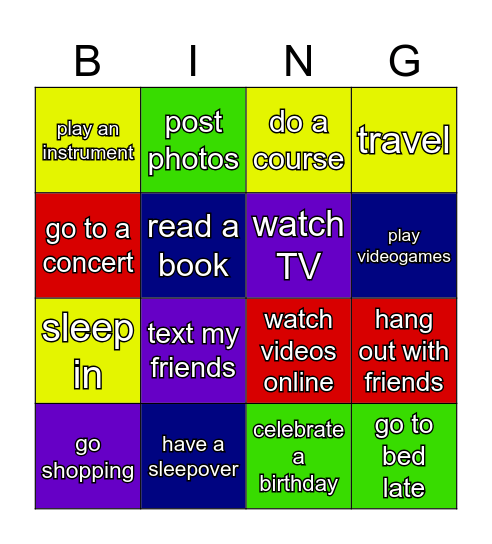 WINTER HOLIDAYS Bingo Card