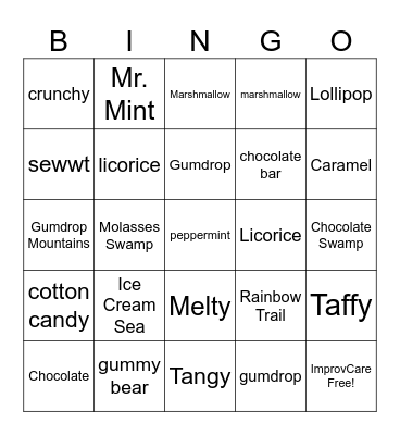 Candyland Bingo Card