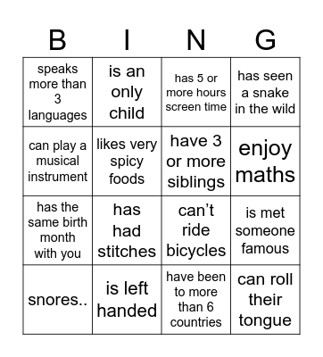 FIND SOMEONE WHO Bingo Card