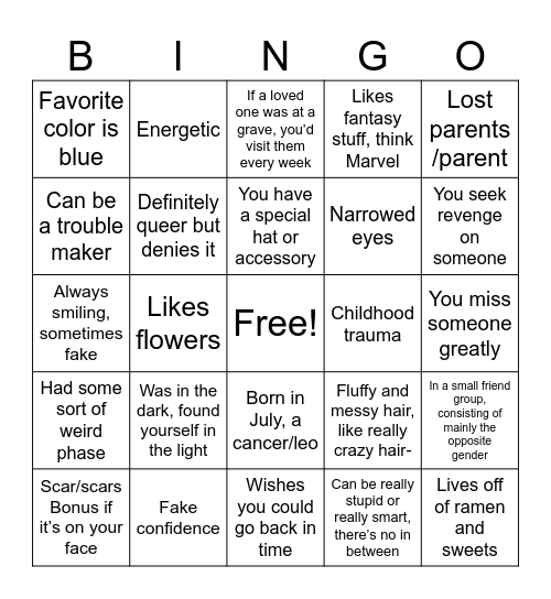 Ash Rei Mikoda Bingo Card