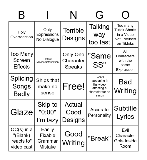 Gacha React Bingo Card