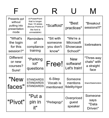 GOAL Forum 2025 Bingo Card