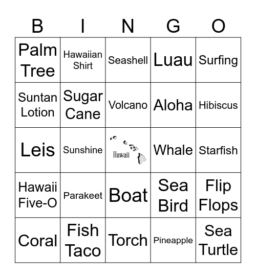 Hawaiian Bingo Card