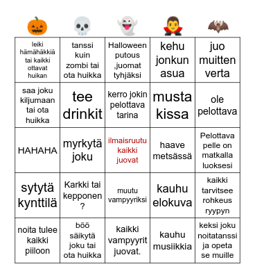 Halloween bingo Card