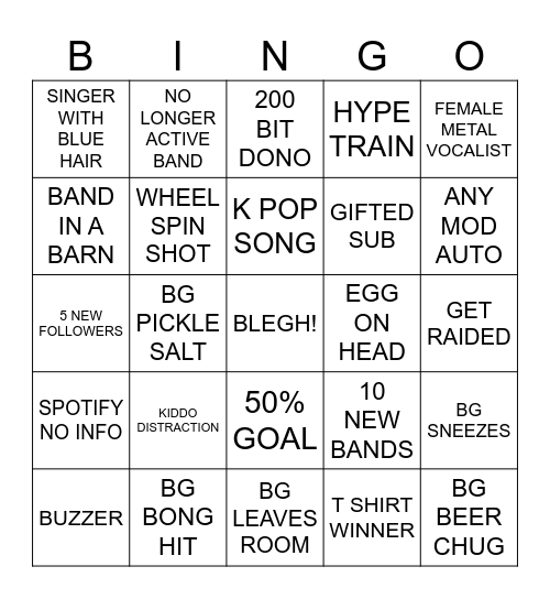 MOSHPIT MONDAY BINGO Card