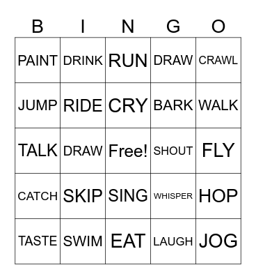 VERB BINGO Card