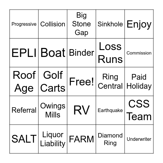 Lingo Bingo Card