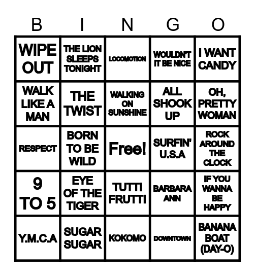 MUSIC BINGO Card