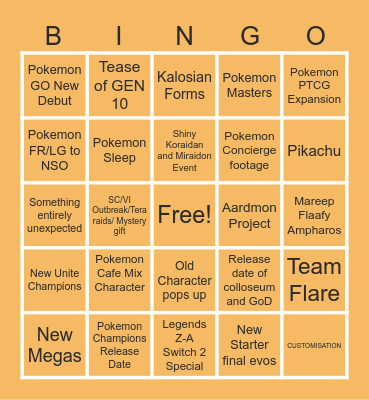 POKEMON PRESENTS JULY 2025 Bingo Card
