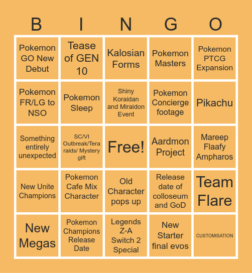 POKEMON PRESENTS JULY 2025 Bingo Card