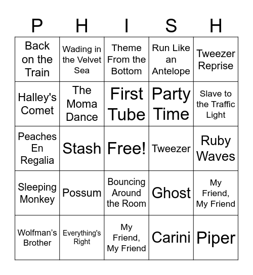PHOREST HILLS Bingo Card