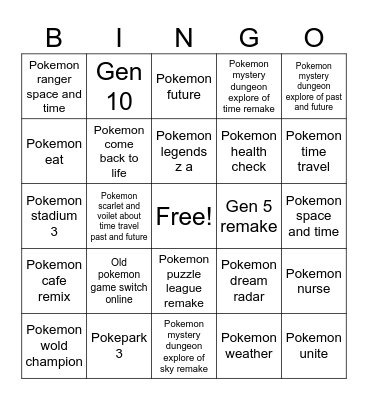 Pokemon presents Bingo Card