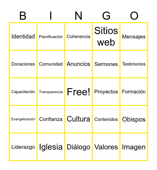 Comunicación en la Iglesia Bingo Card