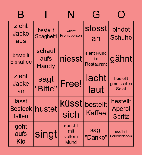 Jemand am Tisch... Bingo Card
