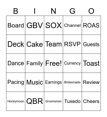 Finance Wedding Bingo Card