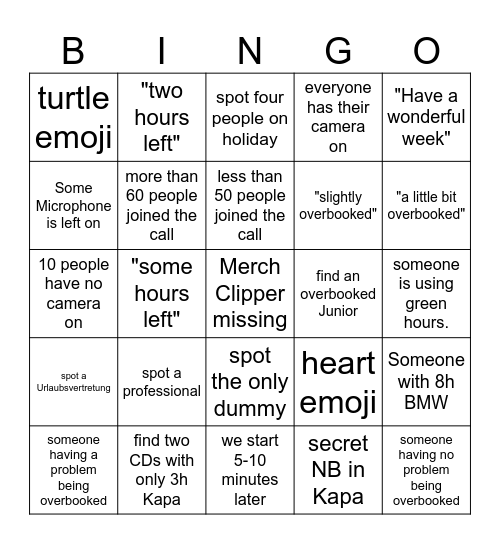 Kapa Bingo Card