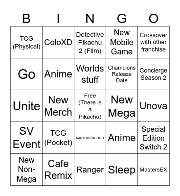Pokemon Presents July 2025 Bingo Card
