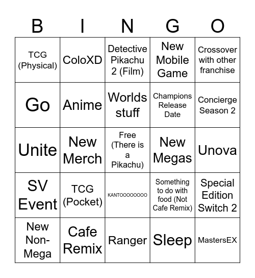 Pokemon Presents July 2025 Bingo Card