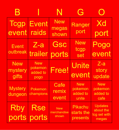 Pokemon presents bingo Card