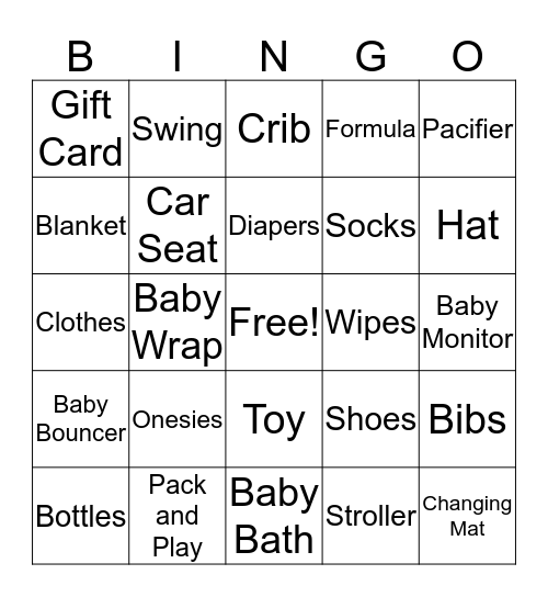 Baby Post Bingo Card
