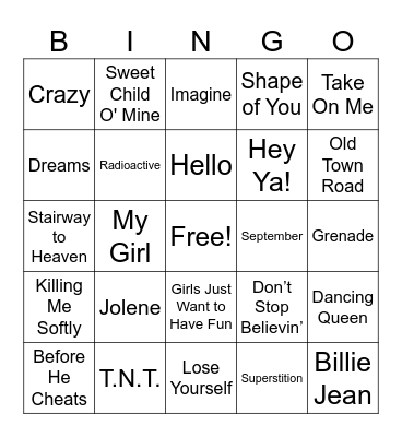test Bingo Card