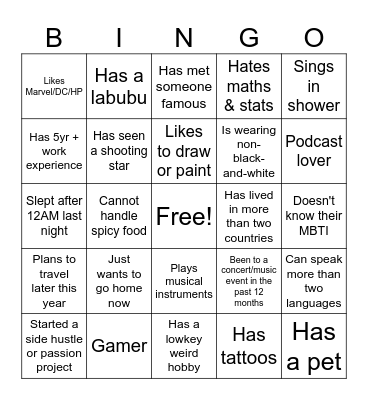 Untitled Bingo Card