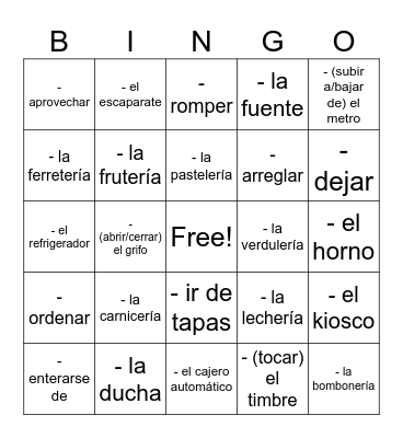 Avancemos 3 unidad 6.1 Bingo Card