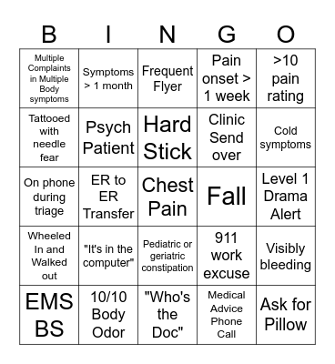 ER BINGER Bingo Card