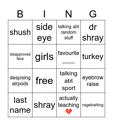 mr nagy bingo Card