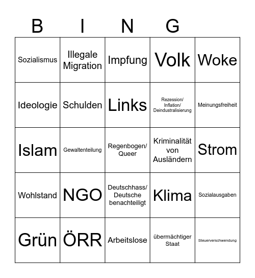 NIUS Bingo Card