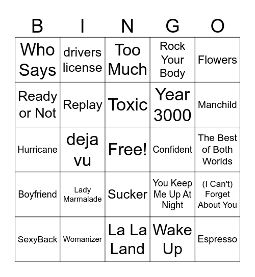 Breakout Stars SINGO Bingo Card
