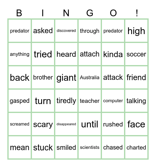Cruz - Term 3 - week 2 Bingo Card