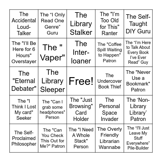 Library Bingo Card