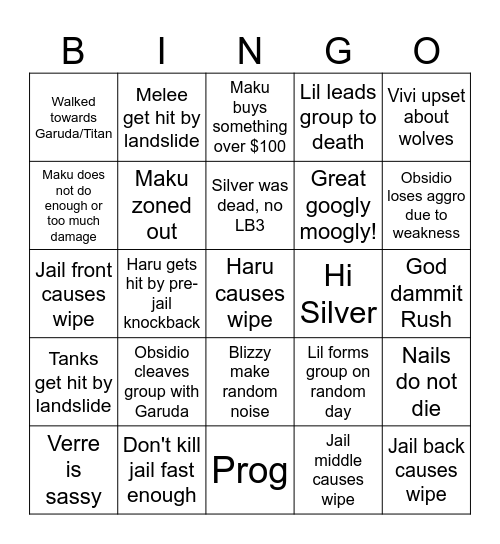 UwU Prog Bingo Card