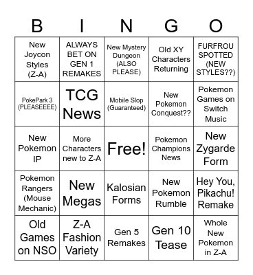 POKEMON 7/22 DIRECT Bingo Card