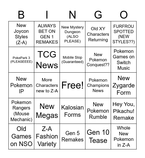 POKEMON 7/22 DIRECT Bingo Card