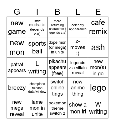 Pokémon Presents Bingo 7/22/25 Bingo Card