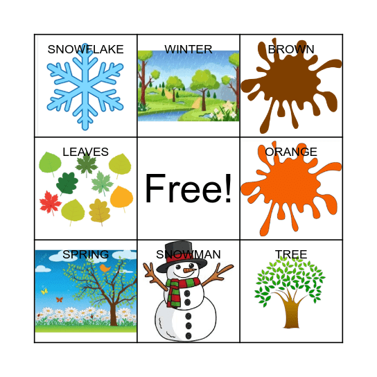 Seasons Bingo Card