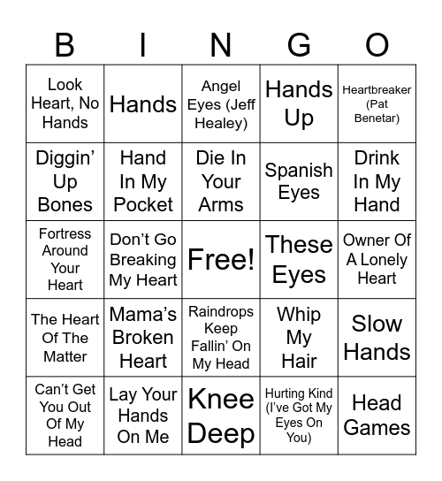 GET ME BODIED Bingo Card
