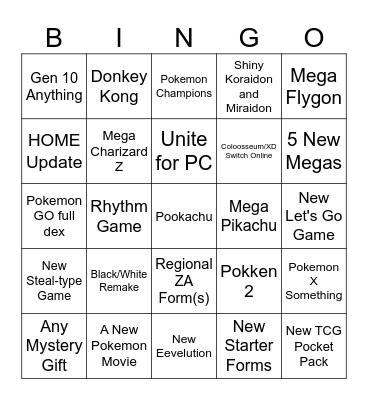 Porketmon Presents Bingo Card
