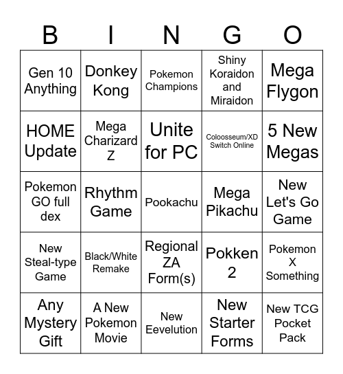Porketmon Presents Bingo Card